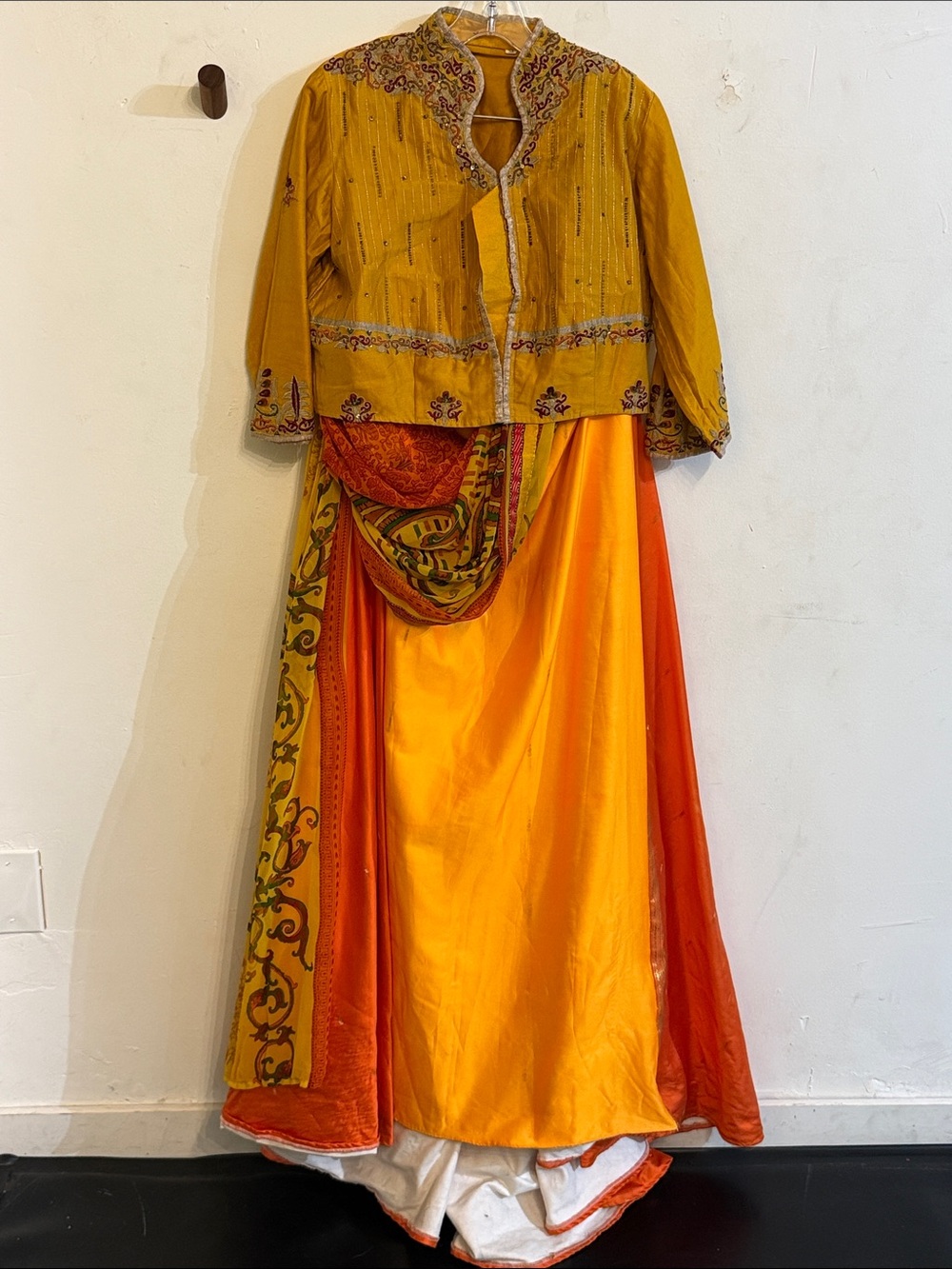Bright Mustard and Orange South Asian Influenced 3 Piece Dance Costume